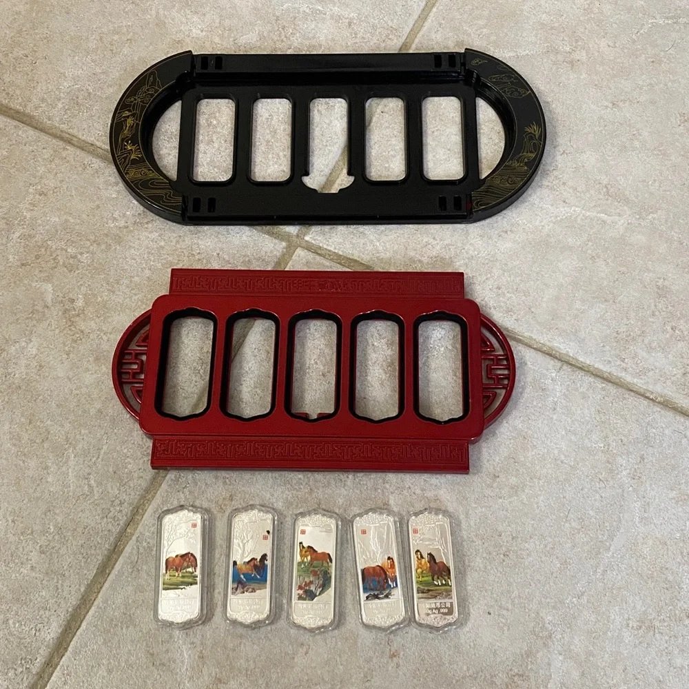 Vintage China 5x 20g 0.999 Silver Bars Featuring the Horse